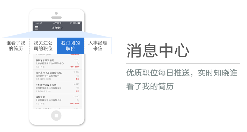優(yōu)質職位每日推送，實時知曉誰看了我的簡歷